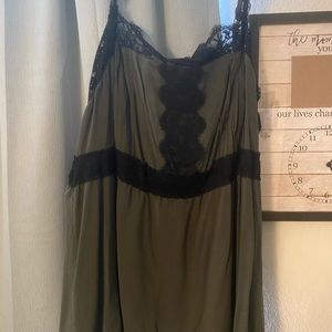 Torrid olive green and black lace tank